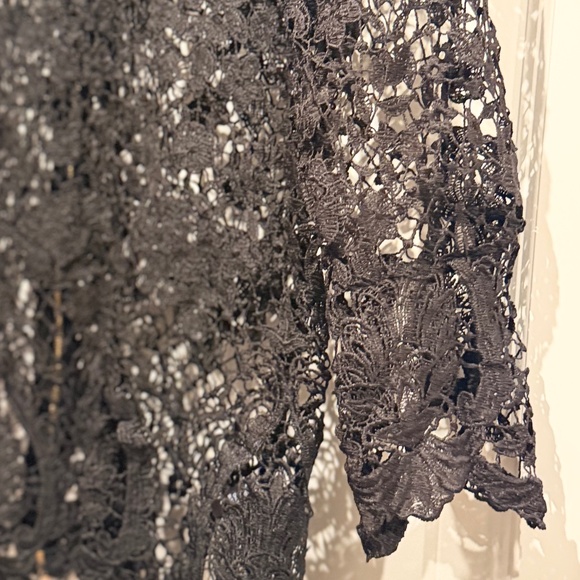 BOLD Elements Elegant Black Crochet Lace High-Neck Top – Semi-Sheer Overlay - Picture 4 of 7